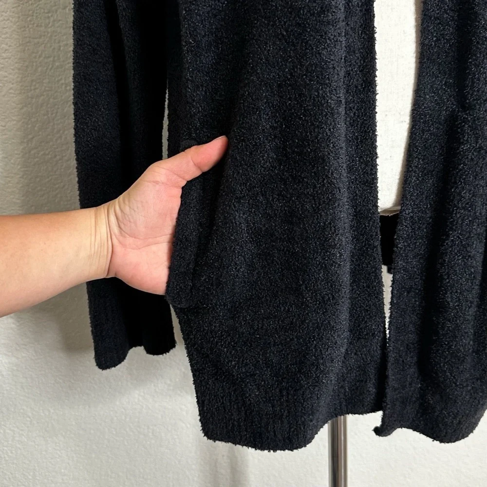 Barefoot Dreams Cozychic Lite Black Open Front Soft Sweater Cardigan, Sz Large - Picture 5 of 12